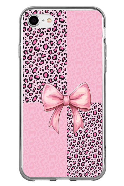 TechTree حافظة سيليكون متوافقة مع هاتف iPhone 7-8-SE 2020 بنمط الفهد الوردي و...