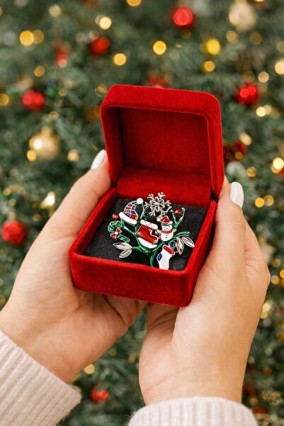 New Obsessions Yılbaşı Hediye Ağacı Yaka İğnesi Broş