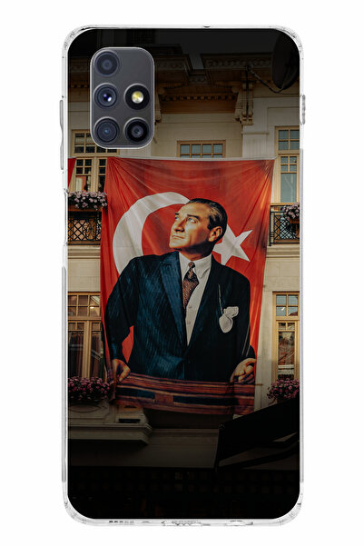 TechTree حافظة سيليكون متوافقة مع هاتف سامسونج جالاكسي M51 بتفاصيل علم أتاتورك مطبوع