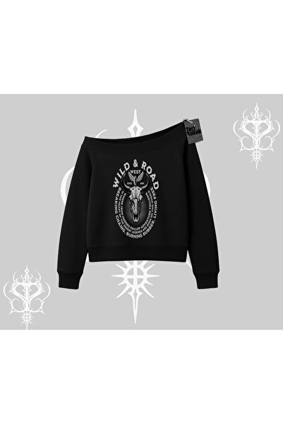 Tarzsokak Суитшърт с лодка на врата Wild & Road Western Skull Biker Street Cu...