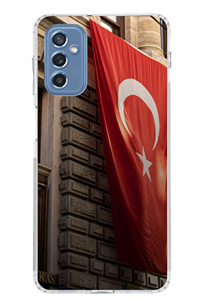 TechTree حافظة سيليكون متوافقة مع هاتف سامسونج جالاكسي M52 بعلم تركيا مطبوع