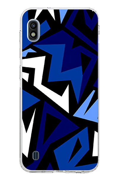 TechTree حافظة سيليكون متوافقة مع هاتف سامسونج جالاكسي A10، موزاييك هندسي أزر...