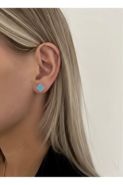 MİRAÇ GÜMÜŞ TAKI ATÖLYEM 925 ayar gümüş küçük boy yonca detaylı mineli zarif ...