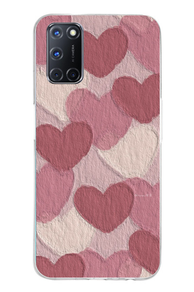 TechTree حافظة سيليكون مطبوع متوافقة مع هاتف OPPO A52-A72-92 مع لون وردي باست...