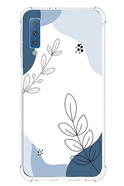 TechTree حافظة سيليكون لهاتف سامسونج جالاكسي A7 2018 متوافقة مع الأشكال الزرق...