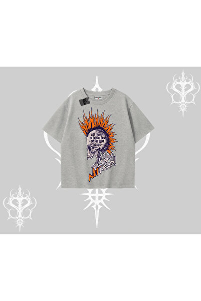 Tarzsokak Tricou supradimensionat Craniu în flăcări Rebel Cântec de stradă