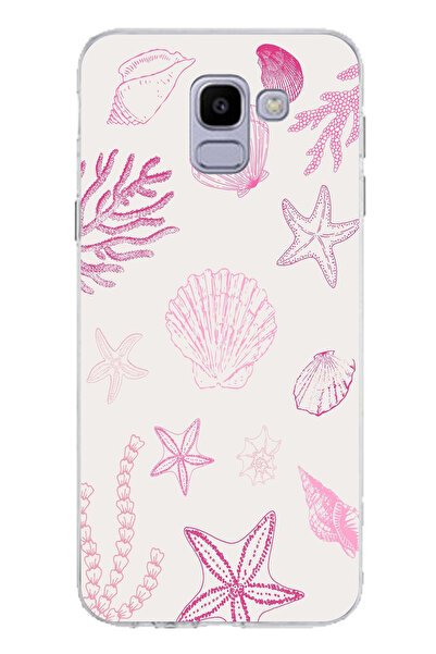 TechTree حافظة سيليكون متوافقة مع هاتف سامسونج جالاكسي J6 باللون الوردي وستار...