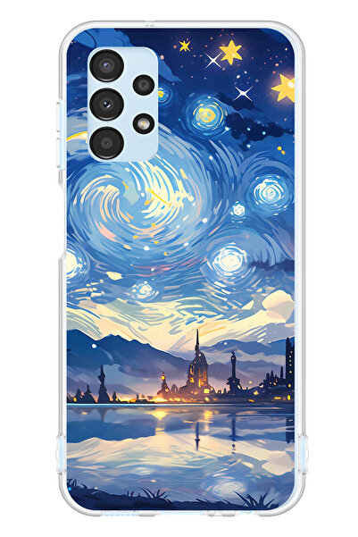 TechTree حافظة سيليكون متوافقة مع هاتف سامسونج جالاكسي A13 بتصميم السماء المر...