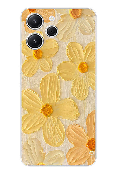 TechTree حافظة سيليكون متوافقة مع هاتف Redmi 12 بلون أصفر ديزي مطبوع