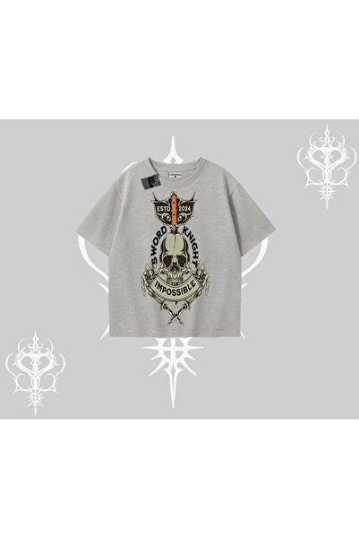 Tarzsokak قصة فضفاضة تي شيرت سورد نايت سكل إيمبوسible ستريت كريد