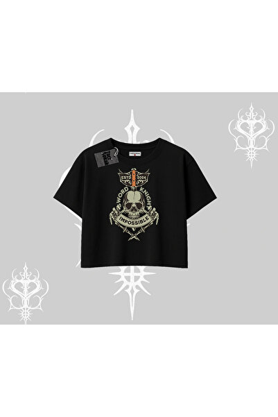 Tarzsokak قصة فضفاضة تي شيرت كروب سورد نايت سكل إيمبوسible ستريت كريد