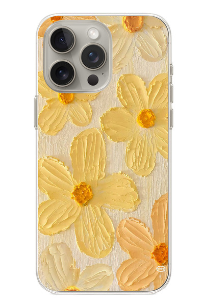 TechTree حافظة سيليكون متوافقة مع هاتف iPhone 15 PRO بلون صفراء ديزي مطبوع