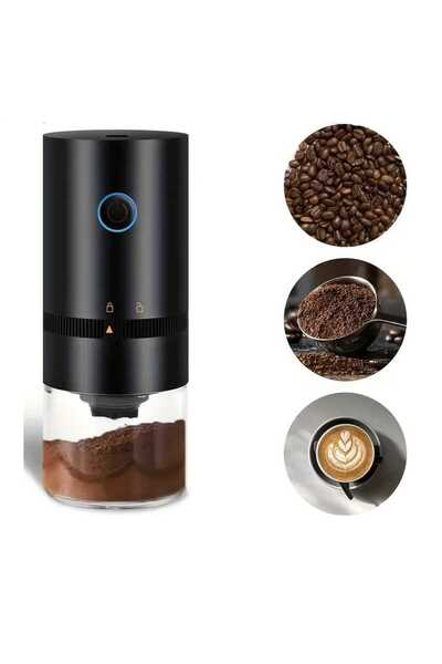 Generic مطحنة قهوة محمولة قابلة لإعادة الشحن مزودة بكابل شحن تايب سي مصممة لطحن حبوب البن 1500 مللي أمبير