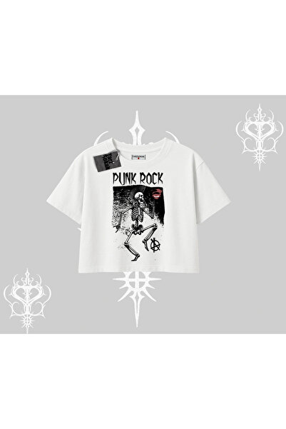 Tarzsokak Tricou crop supradimensionat Punk Rock Haos Schelet Revoltă
