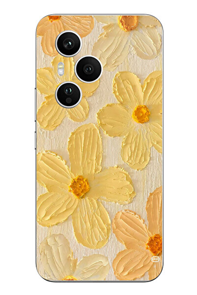 TechTree حافظة سيليكون متوافقة مع هاتف Honor 400 PRO بلون أصفر ديزي مطبوع