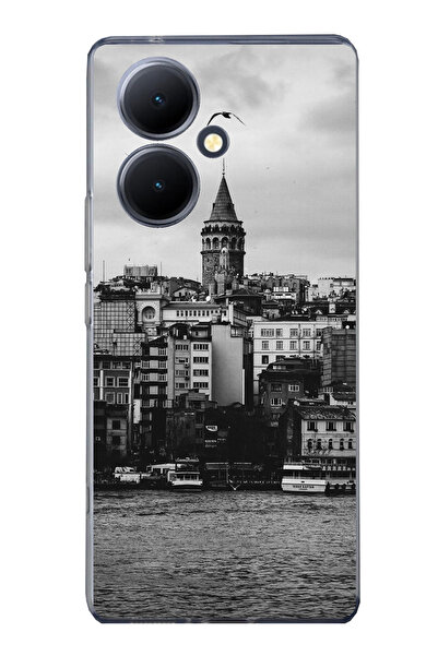 TechTree جراب سيليكون مطبوع متوافق مع هاتف Vivo V29 Lite 5G مع إطلالة على برج...