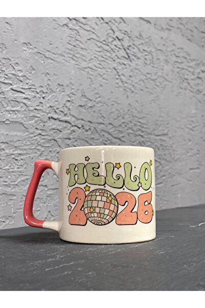 Kırtasiye Ofisi كوب هدية رأس السنة الجديدة 2026 بمقابض وردية اللون
