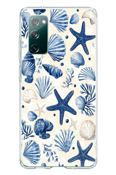 TechTree حافظة سيليكون مطبوعة بنمط صدفة البحر الزرقاء والنجمة متوافقة مع هاتف...