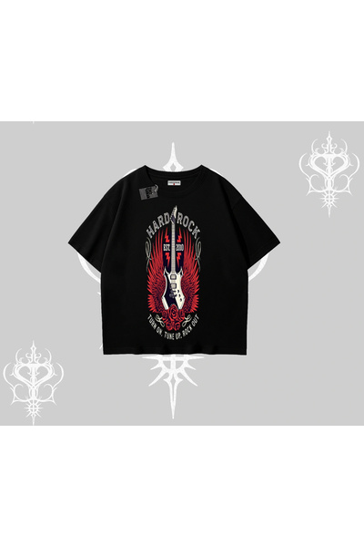 Tarzsokak قصة فضفاضة تي شيرت هارد روك وينجد جيتار ريبيلون