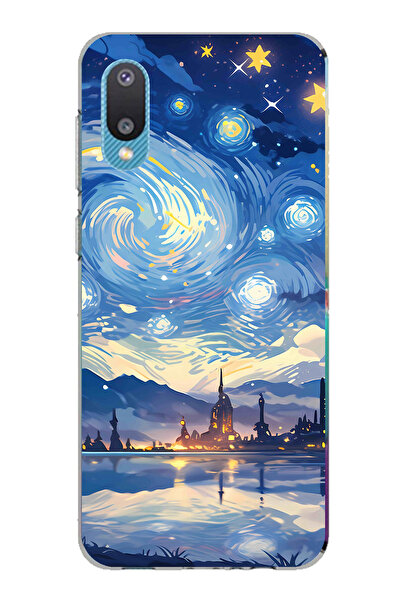 TechTree حافظة سيليكون متوافقة مع هاتف سامسونج جالاكسي A02 بتصميم السماء المر...