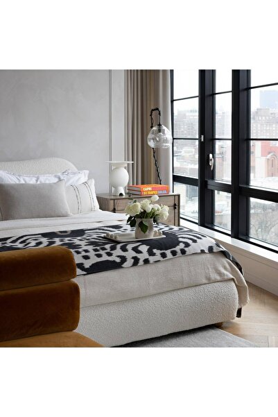 aramkhalej furnıture Diana Camel Brown Boucle Queen Bed