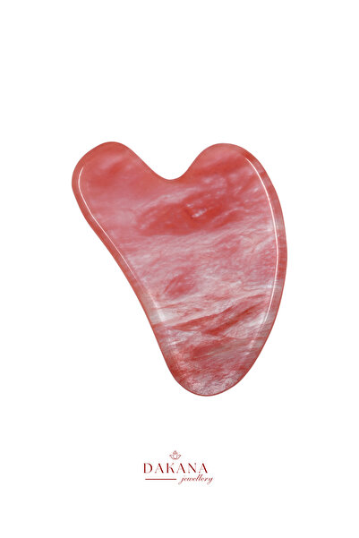 DAKANA JEWELLERY Sertifikalı Çilek Kuvars Gua Sha Yüz Masaj Taşı