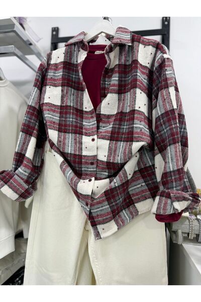 İNCİMOD Taş Zımbalı Kareli Oduncu Gömlek