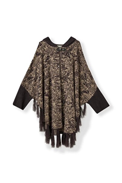 Uludağ Triko Women's Burgundy Hooded Towel Poncho