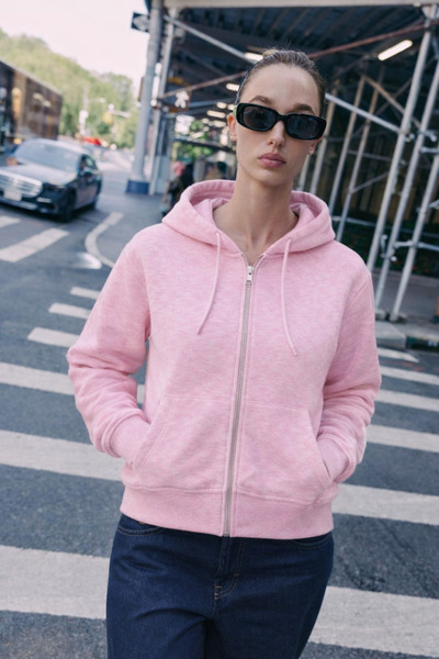 HAKKE Üç İplik Fermuarlı Kapüşonlu Kısa HIRKA