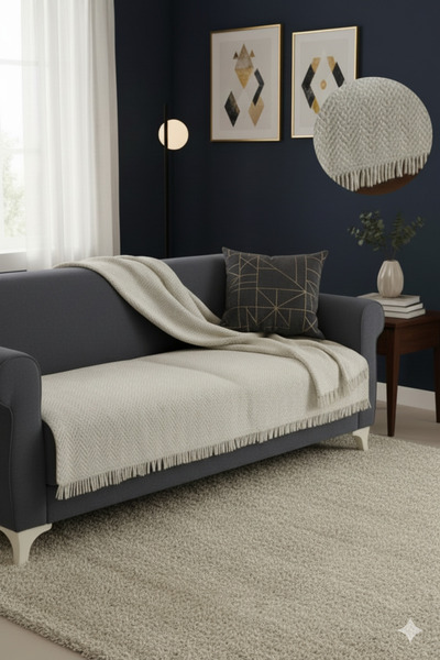 DOGO HOME Naturalux Cotton Bohemian Sofa Covering the Seating Area Sofa Bed A...