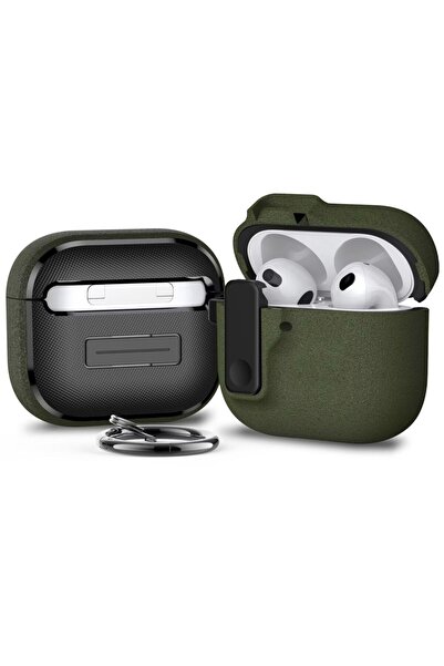 UnDePlus Airpods 5.Nesil 4.Nesil ile uyumlu Kılıf Standlı Kilitli TPU Premium Matte Trip Case