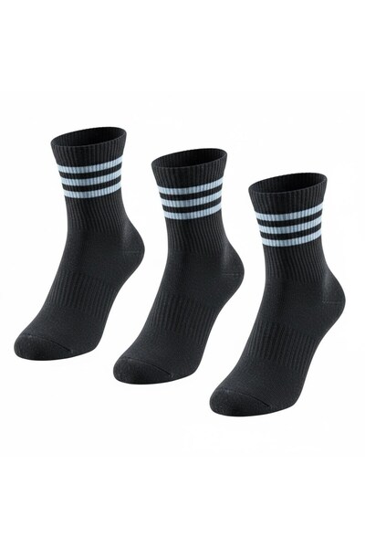 Plus Scorpion Unisex Tennis Socks Set of 3 – Cotton, Breathable, Suitable for Daily & Sports Use Black Socks
