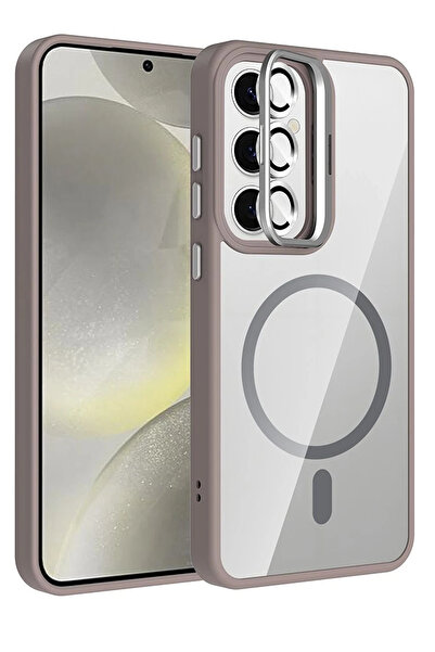 Rivor Samsung Galaxy S25 FE Uyumlu Kılıf Standlı ve Kamera Lens Hediyeli MagS...