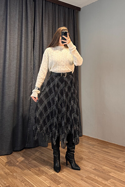 Sorridi تنورة ميدي بقصة غير متماثلة ونقشة منقوشة