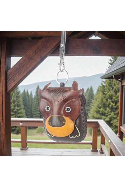 e-life shop Handmade Genuine Leather Bull Design Zippered Women's Wallet |   Card Holder Coin Keychain