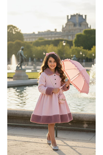 ATA7 فستان شتوي بلونه الوردي الفاتح