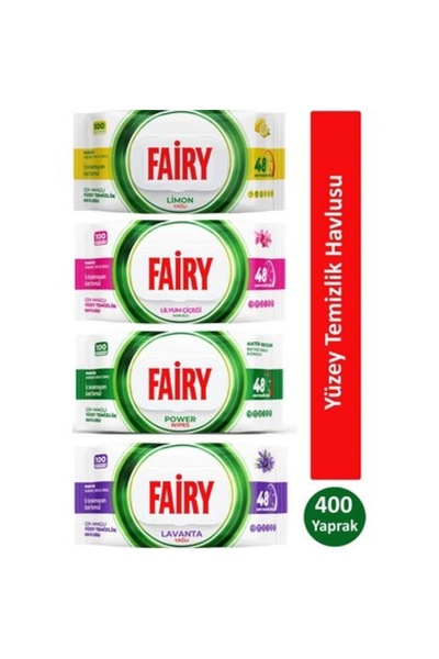 Fairy Șervețele umede pentru curățarea suprafețelor, pachet mixt, 4 x 100 de șervețele