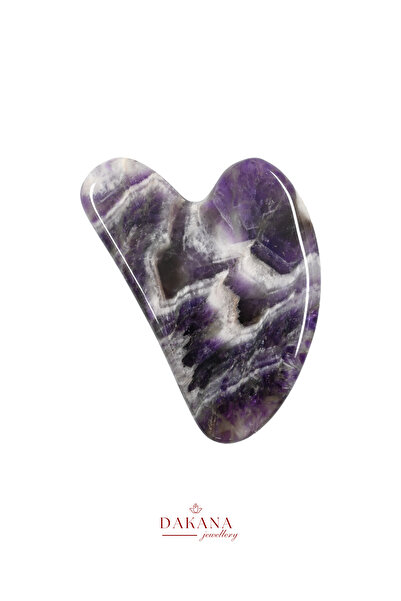 DAKANA JEWELLERY Sertifikalı Ametist Gua Sha Yüz Masaj Taşı