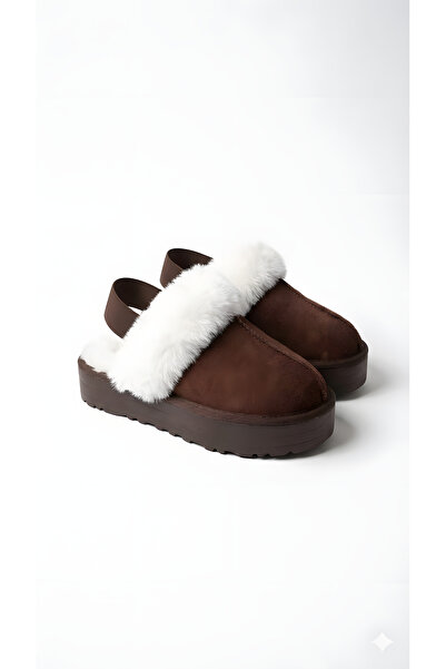Noliva Brown Rubber Band Women's Plush Slippers