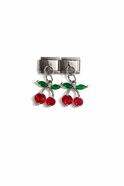 Hector&Co. Jewellery Kiraz Figürlü Taşlı İtalyan Charm – Çelik Bileklik Uyuml...