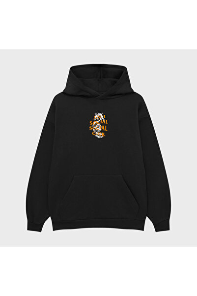 PURE EFFECT Φούτερ με κουκούλα Unisex ANTI DRAGON SOCIAL με τύπωμα 3 Thread Ş...
