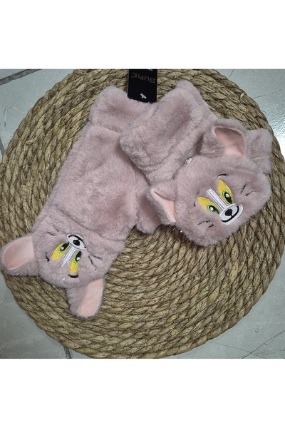 Love Fuchsia Underwear Cute Panda Fur Inside Fingerless Plush Gloves with Openable and Closeable Cover