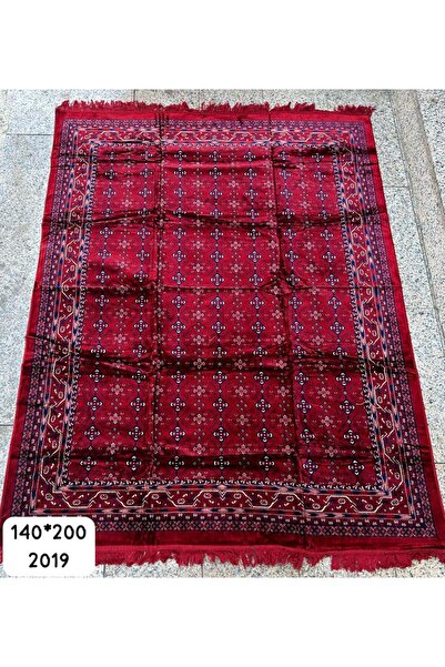 FABRIC سجادة أحمر كلاسيكي مقاس 140*200 سم، بنقوش بخاري تقليدية فخمة وتفاصيل د...