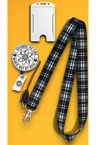 chic crazze مجموعة حزام تعليق للرقبة بنمط منقوش باللونين الأسود والأبيض، حامل...