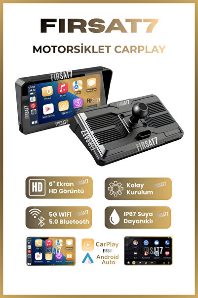 Fırsat7 Motosiklet Scooter Carplay 6inç 4K Görüntü Android Apple USB Lastik B...