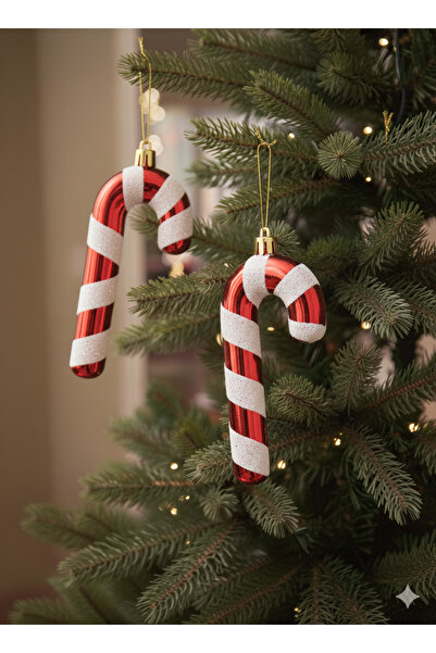 DODOMAR 16 cm – Ornament pentru brad de Crăciun Baston de zahăr cu panglică a...