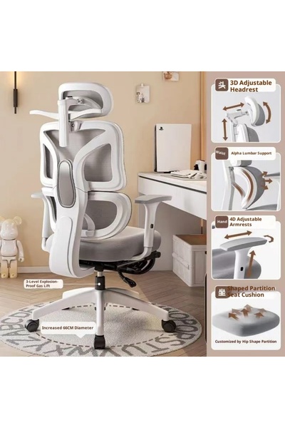 None Ergonomic Office Chair with Footrest High Back Mesh Desk Chair Lumbar Support