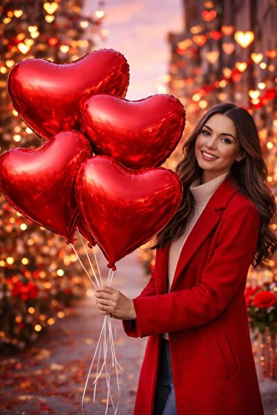 happyevents 24 inc. ( 60 cm ) kalpli kırmızı folyo balon ( 5 adet ) - helium ...