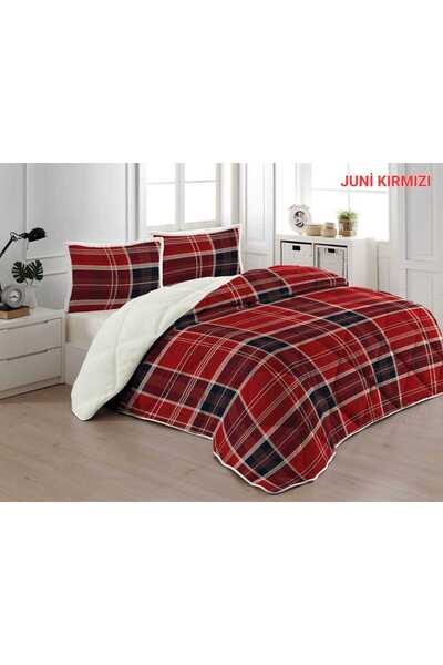 Romans Çift Kişilik Yorgan Seti Comforter Scotch Kırmızı (1 Yorgan + 2 Yastık...