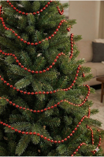 DODOMAR 10 метра – коледна украса от мъниста Червена перлена украса за елха о...